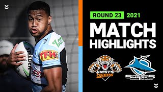 Wests Tigers v Sharks Match Highlights  Round 23 2021  Telstra Premiership  NRL [upl. by Akcirre754]