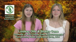 BISD Online Video Announcements Shaley Cone Lindsay Otts 092324 [upl. by Alyhc]