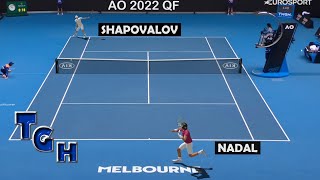 Nadal vs Shapovalov  Australian open 2022 Quarter final Tennis Elbow 2013 Gameplay [upl. by Niamrej]