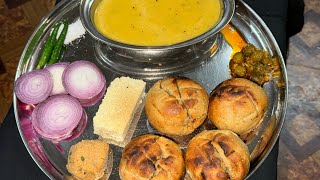 Eating Dal Bati With Milkcake  Dal Baati Churma Recipe  राजस्थानी दाल बाटी चूरमा बनाने की विधि। [upl. by Danice728]