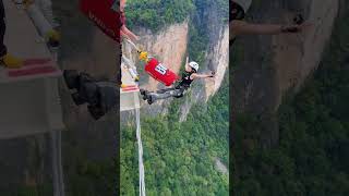 Zhangjiajie Grand Canyon Glass Bridge Bungee Jumping First Person View [upl. by Imoyik]