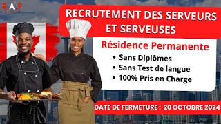 🚨DESTINATION CANADA🇨🇦 2024🚨RECRUTEMENT DES SERVEURS ET SERVEUSES AU CANADA🇨🇦  Postulez Rapidement [upl. by Voletta]