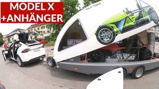 Tesla Model X Zieht Anhänger  Tesla Model X Fahrbericht [upl. by Adnaloy446]