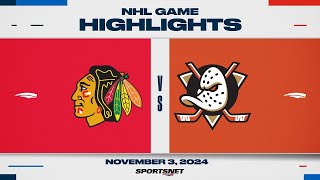 NHL Highlights  Blackhawks vs Ducks  November 3 2024 [upl. by Bellina]