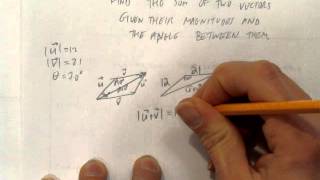 FIND THE SUM OF TWO VECTORS GIVEN THEIR MAGNITUDE AND THE ANGLE BETWEEN THEM [upl. by Aneekal]