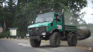 Unimog 427 U1400 beim Heuballenpressen  Himbeerhof Wulff Seedorf [upl. by Jens]