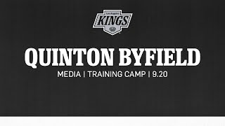 Forward Quinton Byfield  0920 LA Kings Training Camp  Media Availability [upl. by Map]