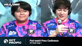 Paper Rex PRX vs T1 VCT Pacific Stage 1 Playoffs Postmatch Press Conference [upl. by Arraes]