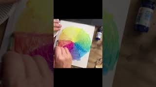 Rainbow Mandala watercolor stencil technique [upl. by Devora]