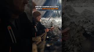 Winter camping in Alaska Outdoor boys camping satisfying camper snow camp campinggear [upl. by Attelra]