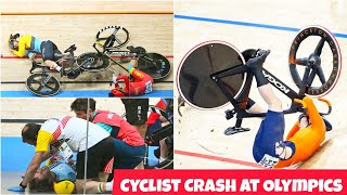 Cycling CRASH at Olympics Velodrome with Nicky Degrendele Steffie van der Peet amp Yuan Liying Injury [upl. by Aciraa]