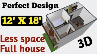 12 X 18 Ft House Plan  216 sqft complete house  3 Bed Rooms2 Kitchen2 BathDrawing [upl. by Edgar]