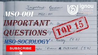 MSO001  IMPORTANT QUESTIONS TOP15  IGNOU  SOCIOLOGY mso masociology ignouexampaper [upl. by Esinahs634]