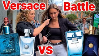 Women React to Versace Eros vs Dylan Blue vs Man Eau Fraiche vs Pour Homme 💥 Fragrance Street Battle [upl. by Middleton715]