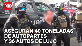 Aseguran toneladas de autopartes y vehículos de lujo durante dos cateos en Ciudad de México [upl. by Melac]