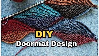 New design doormat making at home  Handmade door mat knitting pattern  Autumn Leaf design diy [upl. by Burkhardt711]