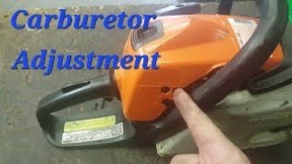 Stihl Chainsaw Carburetor Adjustment [upl. by Ellicott553]