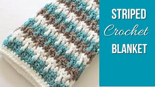 5 Hour Striped Crochet Blanket Easy [upl. by Nodal]