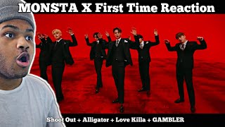 NEW KPOP FAN REACTS TO MONSTA X FOR THE FIRST TIME Shoot Out  Alligator  Love Killa  GAMBLER [upl. by Gentry972]