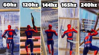 Fortnite 60hz vs 120hz vs 144hz vs 165hz vs 240hz [upl. by Auqinahc]