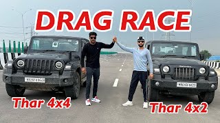 Thar Diesel 4x4 VS Thar Petrol 4x2 DRAG RACE l Aayush ssm [upl. by Jahdai]