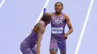 US 4x400 Relay Team Dominates in Quincy Wilsons Thrilling Olympic Debut [upl. by Odrawde]