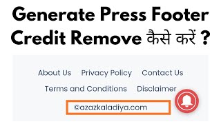 Generatepress Footer Credit Remove Kaise Kare  Generatepress Customization In Hindi [upl. by Lydnek408]