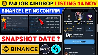 Major Airdrop listing date  Major new update today  Major Airdrop withdrawal [upl. by Dwan]