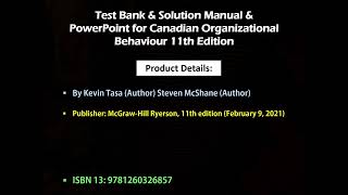 Test Bank amp Solution Manual amp PowerPoint for Canadian Organizational Behaviour 11th Edition [upl. by Moody]