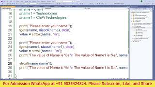 C Programming  Complete Tutorial  Concatenate two string using strcat function in C Language [upl. by Weinshienk]