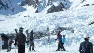 Giant avalanche takes out a chair lift in France [upl. by Serrell311]