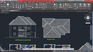 Full Building Plan drawing in Auto CAD Part 3 Roof plan [upl. by Gathard]