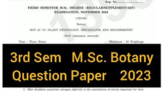 PLANT PHYSIOLOGY METABOLISM AND BIOCHEMISTRY  3rd Sem MSc Botany 2023 calicut [upl. by Gabi]