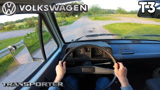 1987 Volkswagen T3 Transporter 112 HP POV Test Drive  Walkaround 0100 Highway [upl. by Rhys]