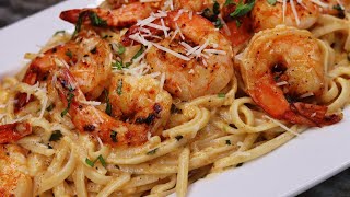 The Secret To Make A Delicious Creamy Shrimp Scampi Pasta Recipe  30 Minute Meal [upl. by Noruq]