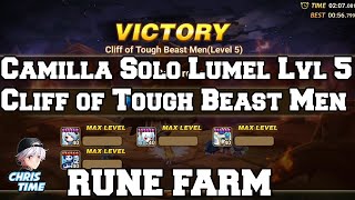 Summoners War  How to Camilla Solo Lumel Level 5 100 Safe  Cliff of Tough Beast Men [upl. by Ttehc709]