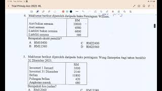 Prinsip Perakaunan Trial SPM K1 KL 2023 Soalan F4 S1S22 [upl. by Ollie1]