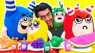 Oddbods ile eğitici video Nail Baba oyuncaklara kendi renklerinde meyve sebze yediriyor [upl. by Skill]