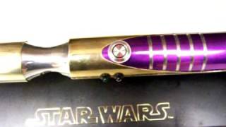 Custom Aluminum and Brass Lightsaber with Purple Powdercoating blade and crystal chamber [upl. by Nesyrb]