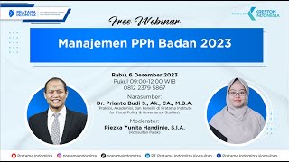 Free Webinar ke141 Manajemen PPh Badan 2023 [upl. by Allcot]