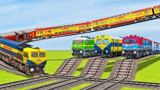 4️⃣ TRAINS CRAZY RAILWAY CROSSING ON RISKY AND FLYING RAILROAD TRACKS  Beamng Train Simulator [upl. by Marko]