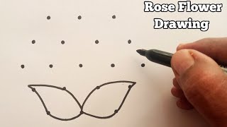 How To Draw A Rose Flower Step By Step For Beginners  Rose Flower Drawing  Draw A Cute Flower Easy [upl. by Gilford635]