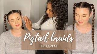 BRAIDED PONYTAIL  PIGTAILS USING BRAIDING HAIR [upl. by Anthony]