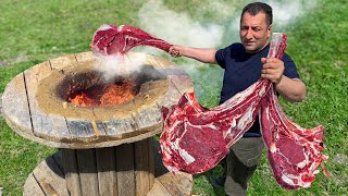 RibEye Steak Cooked in an Improvised Tandoor from an old cable drum [upl. by Morgana]