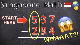 Singapore Math  The 1 FASTEST MENTAL SUBTRACTION METHOD [upl. by Chick667]