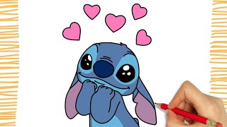 How to Draw Valentines STITCH I Easy [upl. by Yralam157]