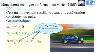 Mouvement rectiligne uniformément varié  MRUV [upl. by Cohlier]