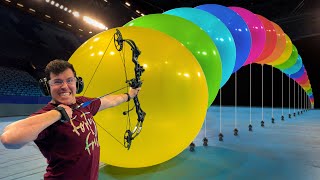 How Many Giant Balloons Stops A Compound Bow amp Arrow [upl. by Kristina]