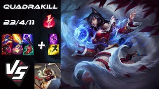 MID Ahri vs Corki QUADRAKILL  EU Grandmaster Patch 1422 [upl. by Gunilla]