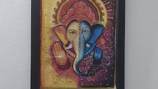 Oil Pastel Se Realistic Drawing 🙏  Ganesh ji drawing drawing of ganesha from oil pastel [upl. by Noreen155]